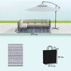 Outsunny Reversible Outdoor Rug with Carry Bag, Waterproof Plastic Straw Mat for Garden, Deck, RV, Picnic, Beach, Camping, 182 x 274cm, Dark Blue and White - 3