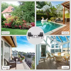 Outsunny 2 Seater Rattan Patio Set W/ Cushions-Grey/Black - 7