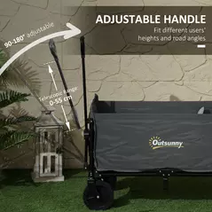 Outsunny 120L Festival Trolley on Wheels, Folding & Compact Camping Trolley Cart with Adjustable Handle for Garden, Beach, Fishing, Grey - 8