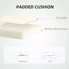 HOMCOM Executive Office Chair, Home Office Chair with Swivel Wheels, Reclining Backrest, Retractable Footrest, Cream White - 4