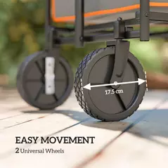 Outsunny 160L Festival Trolley on Wheels, Folding Camping Trolley Cart w/ Tailgate, 100kg Heavy Duty Garden Collapsible Folding Wagon w/Adjustable Handle, Carry Bag for Beach Picnic, Grey and Orange - 7