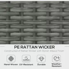 Outsunny Six-piece Outdoor Rattan Dining Set, Outdoor Sofa Set with Reclining Armchairs and Mental Frame, Grey - 9