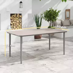 Outsunny Garden Table, Outdoor Dining Table for 6 People, 160 x 90 x 74 cm, with Rust Resistant Metal Frame, WPC Top, for Balcony, Terrace, Light Grey - 3