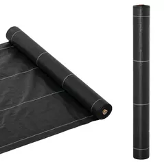 Outsunny 1m x 50m Weed Control Membrane, Heavy Duty Weed Control Barrier Fabric, 90gsm Ground Cover for Patios, Garden, Flower beds, Landscaping - 1
