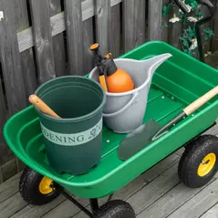Outsunny 75 Litre Large Garden Cart, Tipping Wheelbarrows Heavy Duty Garden Dump Trolley 200kg Capacity for Festivals, Tools, Plants, Logs - Green - 7