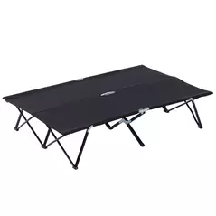 Outsunny Double Camping Cot Bed, with Bag - Black - 1