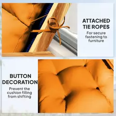 Outsunny 115 x 56cm Rocking Chair Padded Seat Cushion - Orange - 6