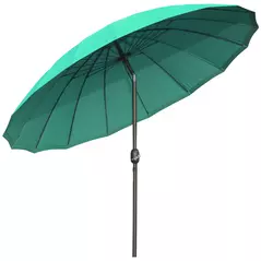Outsunny 2.5m Shanghai Garden Parasol Umbrella with Crank & Tilt, Adjustable Outdoor Sun Shade, Green - 1
