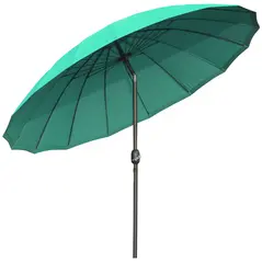 Outsunny 2.5m Shanghai Garden Parasol Umbrella with Crank & Tilt, Adjustable Outdoor Sun Shade, Green - 1