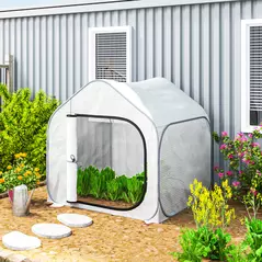 Outsunny 150 x 148cm Pop-Up Greenhouse - White - 2