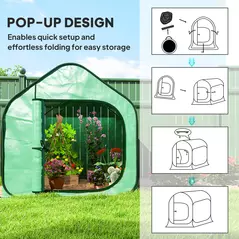 Outsunny 150 x 148cm Pop-Up Greenhouse - Green - 4