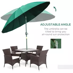 Outsunny 2.5m Shanghai Garden Parasol Umbrella with Crank & Tilt, Adjustable Outdoor Sun Shade, Green - 5