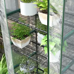 Outsunny 193cm Five Shelf Mini Greenhouse - White - 9