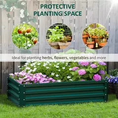 Outsunny Raised Beds for Garden, Galvanized Outdoor Planters, for Herbs and Vegetables, Use for Patio, Backyard, Balcony, Green - 6
