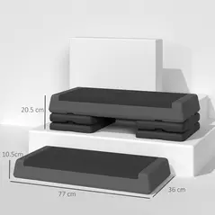 SPORTNOW Adjustable Fitness Stepper, with Non-Slip Surface, for Home, Gym, Office Workout, Grey - 3