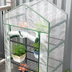 Outsunny 193cm Five Shelf Mini Greenhouse - White - 7