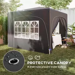 Outsunny 3 x 3m Pop-Up Gazebo Shelter, with Accessories - Black - 6