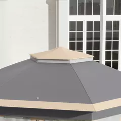 Outsunny Hexagon Pop Up Gazebo Outdoor Patio Gazebo Double Roof Instant Shelter with Netting, 3 x 4m, Khaki - 8