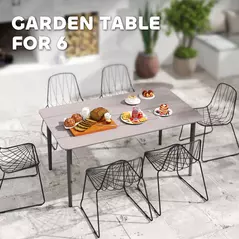 Outsunny Garden Table, Outdoor Dining Table for 6 People, 160 x 90 x 74 cm, with Rust Resistant Metal Frame, WPC Top, for Balcony, Terrace, Light Grey - 4