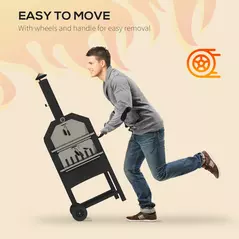 Outsunny Steel 3-Tier Outdoor Pizza Oven Charcoal BBQ Grill, Black - 8