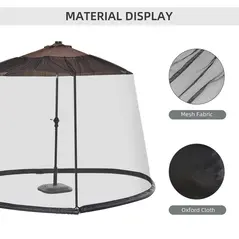 Outsunny 2.3m Umbrella Table Screen Outdoor Patio Cover Mosquito Insect Net Zipped Door - 5