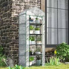 Outsunny 193cm Five Shelf Mini Greenhouse - White - 2