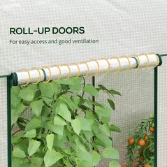 Outsunny 200 x 100cm Walk-In Greenhouse, with Zipped Doors - White - 6