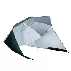 Outsunny 2m UV Protection Fishing Beach Umbrella Brolly Shelter w/ Side Panel Tent Green - 1