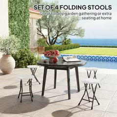 Outsunny Set of Four Folding Carry Stools - White - 4