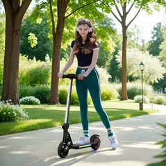 SPORTNOW Folding Electric Scooter for Kids, with Dual Brakes, Front Suspension, LED Colourful Lights, Black - 2