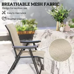 Outsunny Set of Two Folding Outdoor Chairs - Brown/Black - 4