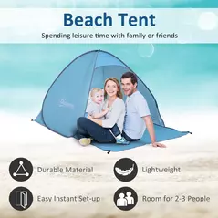 Outsunny 2-3 Person Pop up Beach Tent Hiking UV 30+ Protection Patio Sun Shelter (Blue) - 4