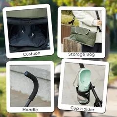 PawHut Foldable Dog Stroller, Lightweight Dog Pram w/ Shoulder Strap, Storage Bag, Cup Holder, Dark Green - 7