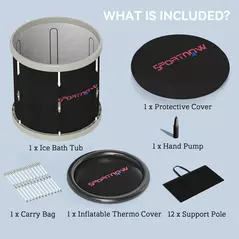 SPORTNOW 210L Outdoor Ice Bath Tub, with Lid, Cover, Carry Bag, Black - 9