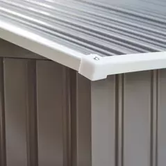 Outsunny 9 x 6FT Outdoor Garden Roofed Metal Storage Shed Tool Box with Foundation Ventilation & Doors Light, Grey - 9