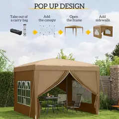Outsunny 3 x 3(m) Pop Up Gazebo - Khaki - 4