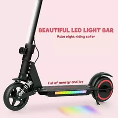 SPORTNOW Folding Electric Scooter for Kids, with Dual Brakes, Front Suspension, LED Colourful Lights, Black - 6