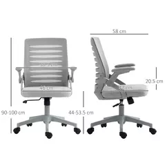Vinsetto 44-53.5cm Adjustable Height Work Chair, with Mesh Back - Grey - 3