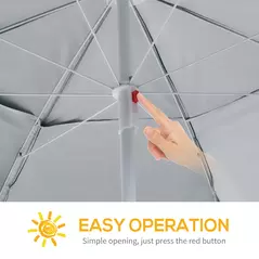 Outsunny 2m UV Protection Fishing Beach Umbrella Brolly Shelter w/ Side Panel Tent Green - 4