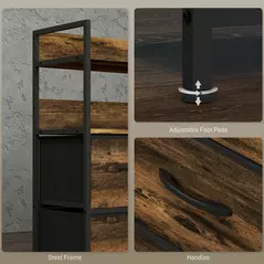 HOMCOM Rustic Chest of Seven Fabric Drawers - Rustic Brown - 7