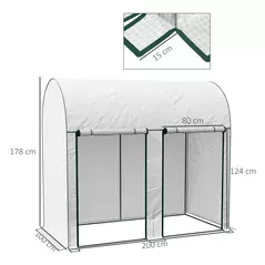 Outsunny 200 x 100cm Walk-In Greenhouse, with Zipped Doors - White - 3