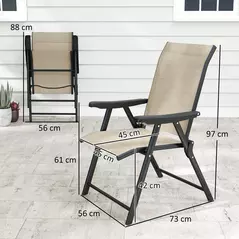 Outsunny Set of Two Folding Outdoor Chairs - Brown/Black - 3