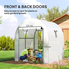 Outsunny 180 x 180cm Walk-In Polytunnel Greenhouse - White - 5