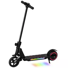 SPORTNOW Folding Electric Scooter for Kids, with Dual Brakes, Front Suspension, LED Colourful Lights, Black - 1