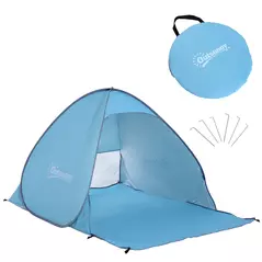 Outsunny 2-3 Person Pop up Beach Tent Hiking UV 30+ Protection Patio Sun Shelter (Blue) - 1