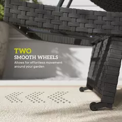 Outsunny Outdoor PE Rattan Sun Lounger, Folding Wicker Garden Lounger Recliner with 4-Level Adjustable Backrest, Rolling Sunbed Lounge Chair with Wheels, Non-Slip Legs for Balcony, Beach, Black - 7