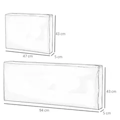 Outsunny 3 PCs Outdoor Seat Cushion for Rattan Furniture, Garden Furniture Cushions, Grey - 3