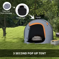 Outsunny Two-Man Pop-Up Dome Tent, with Accessories - Grey - 4