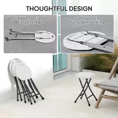 Outsunny Set of Four Folding Carry Stools - White - 5