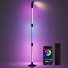 HOMCOM LED Floor Lamp with Reading Light, 360° RGB Detachable Corner Floor Lamp with App & Remote Control, Standing Lamp with Music Sync & Timing, for Living Room, Game Room, Dark Grey - 1